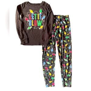 🎄PJ Place Black 'Let It Glow' Kids Holiday Pajama Set 8